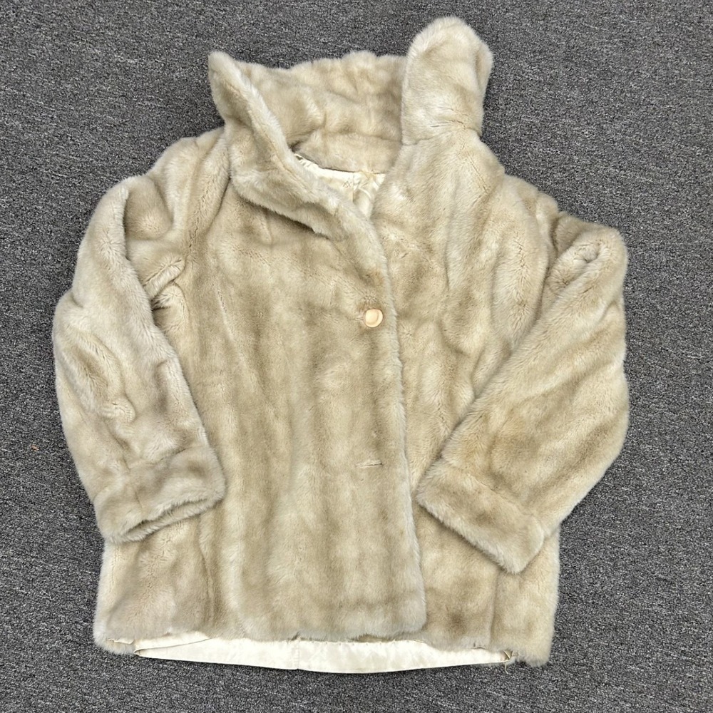 Dubrowsky & Perlbinder Faux Fur Coat Womens M Cream Good Tissavel Vintage Glam